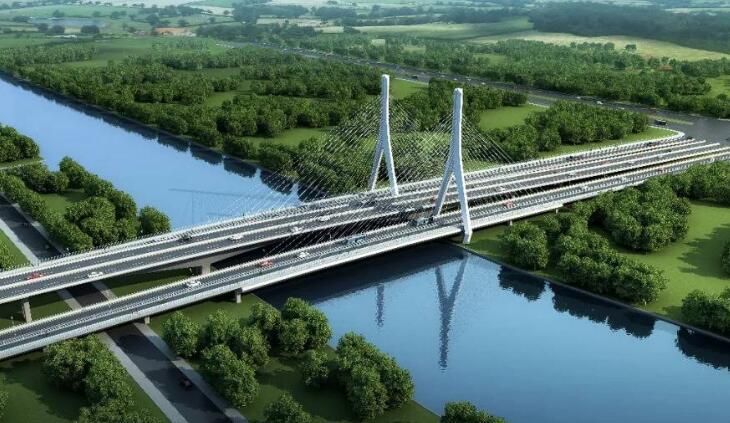 蘇州首(shǒu)座景觀斜拉(lā)橋索塔施工(gong)全部封頂